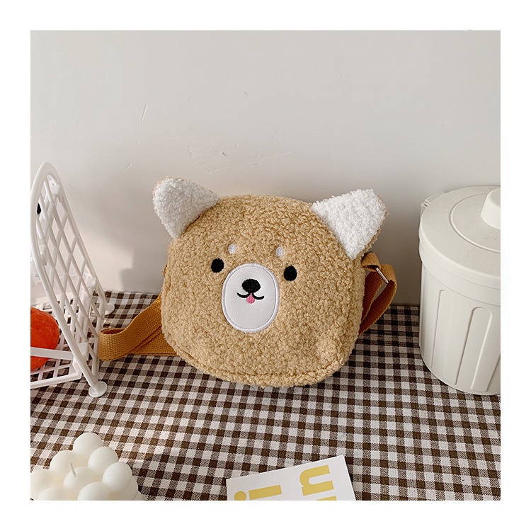 TAS ANAK SELEMPANG KIYOWO KOREA MINI LUCU Tas Anak Perempuan Doggie Bear Animal Cute Bahan Bulu Bludru Terjangkau Plush Fluffy Fur Sling Bag Wanita Tas Kasual Korean Style