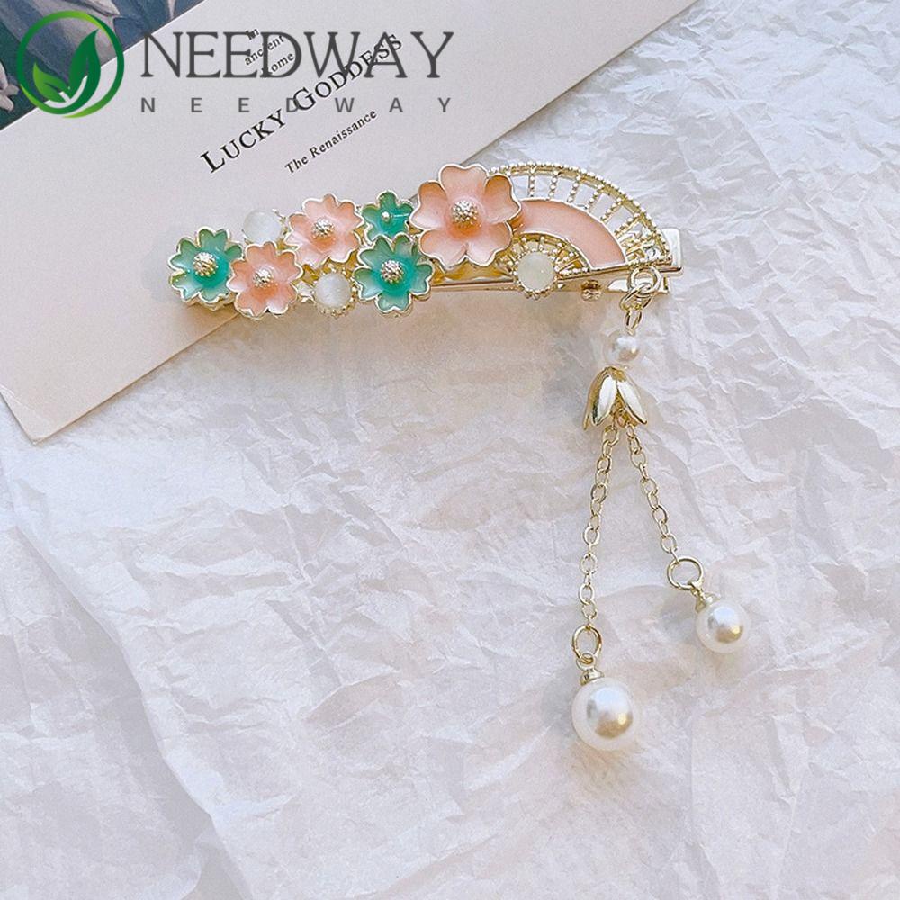 Needway  Jepit Rambut Bunga Elegan Vintage Hair Side Clip Brided Hair Clip Jepitan Baru Gaya China Wanita Jepit Rambut