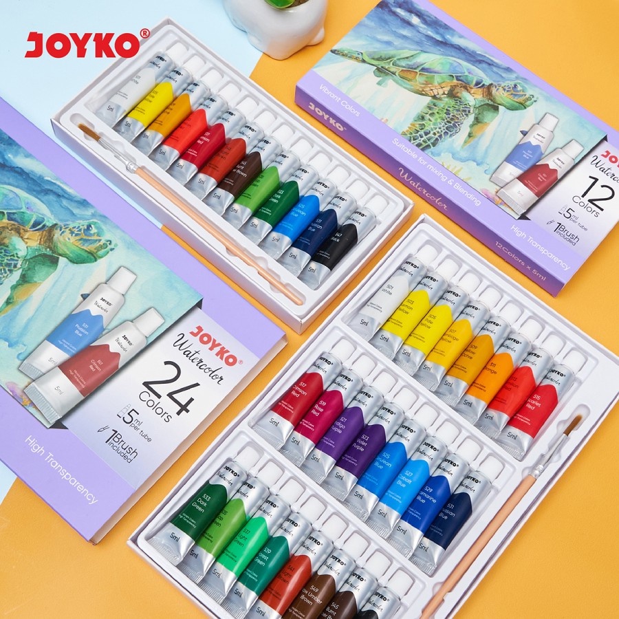 

WATER COLOR JOYKO WC-4 12 DAN 24 COLOR | CAT AIR LUKIS JOYKO FREE KUAS