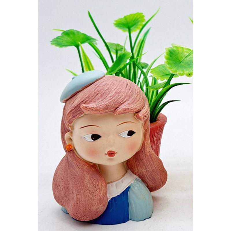 Siy Cetakan Silikon Gadis Lucu Cetakan Planter Flower Girl Cetakan Resin Pot Bunga Untuk DIY