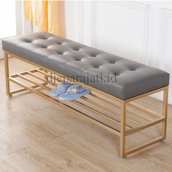 BANGKU BENCH PANJANG BESI GOLD DUDUKAN BUSA