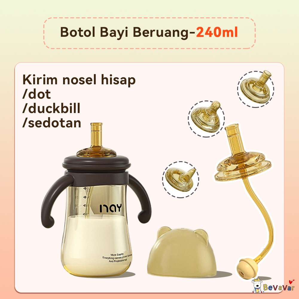 BEVAVAR Botol Susu Bayi 3In1 Botol Minum Anak dengan sedotan 300ml 240ml BPA free