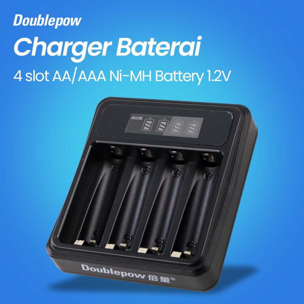 Charger Baterai 4 Slot Independent AA AAA Ni-MH 1.2V Display LED