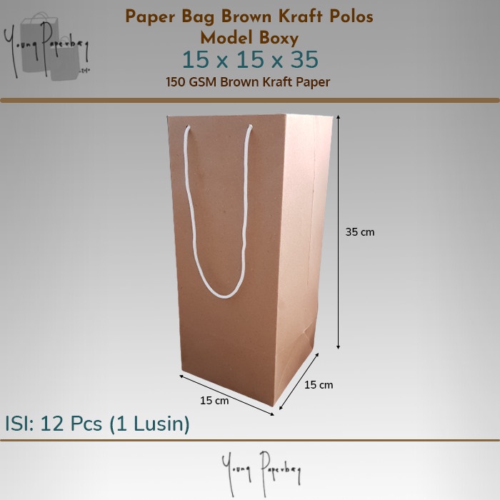 

Promo Terlaris Paper Bag / Tas Kertas /Shopping Bag Kraft Coklat Polos Kotak 15x15x35 - Tali Putih