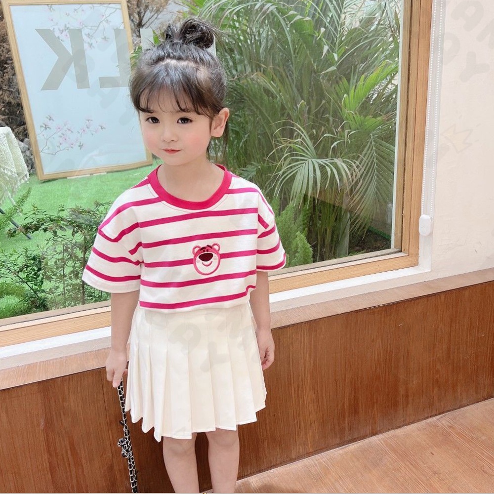 Mamibayi Kaos Anak Perempuan Motif Beruang Stroberi  Baju Lengan Panjang Anak Bayi Import Korea Untuk 1-7th