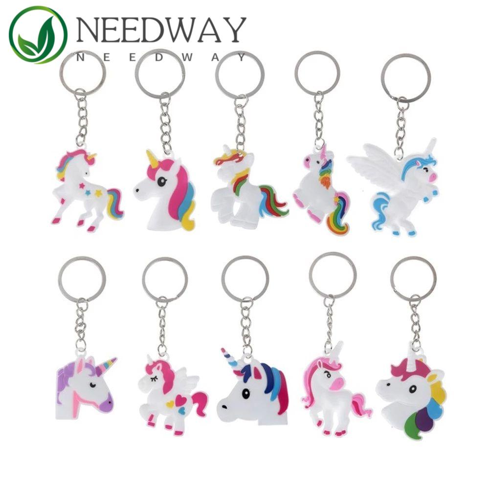 Needway   Unicorn Gantungan Kunci 10 Pcs/set PVC Wanita Gadis Multi-Gaya Hadiah Perhiasan Unicorn Liontin