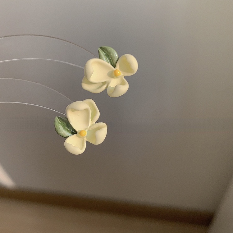 Green Gardenia Super Fairy Fresh Sweet Earrings Ear Studs Untuk Perempuan Yang Indah