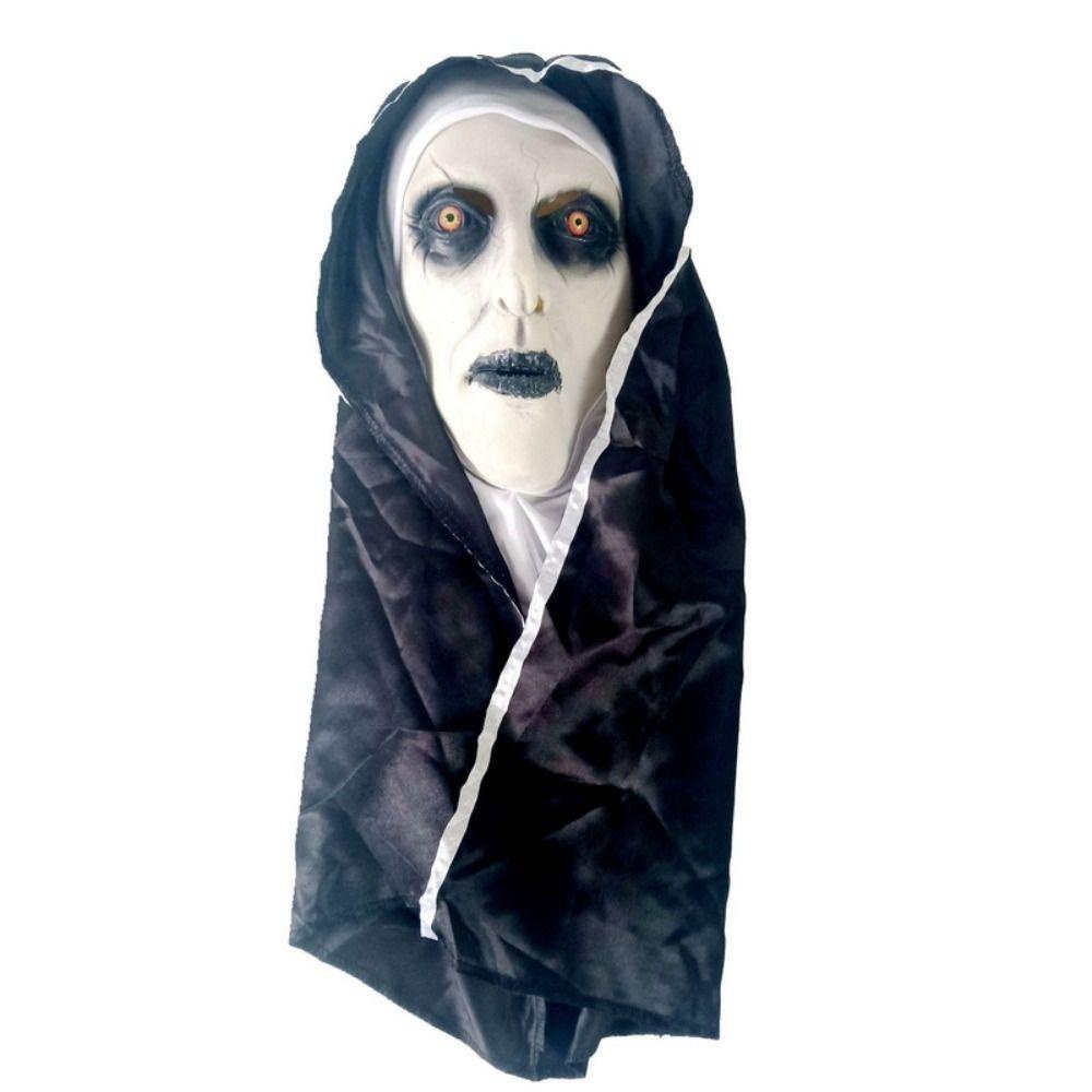 Lanfy Mengerikan Nun Topeng Lateks Kostum Alat Peraga Mainan Hadiah Costume Topeng Halloween Cosplay Prop Halloween Cosplay Evocation 2nun Topeng