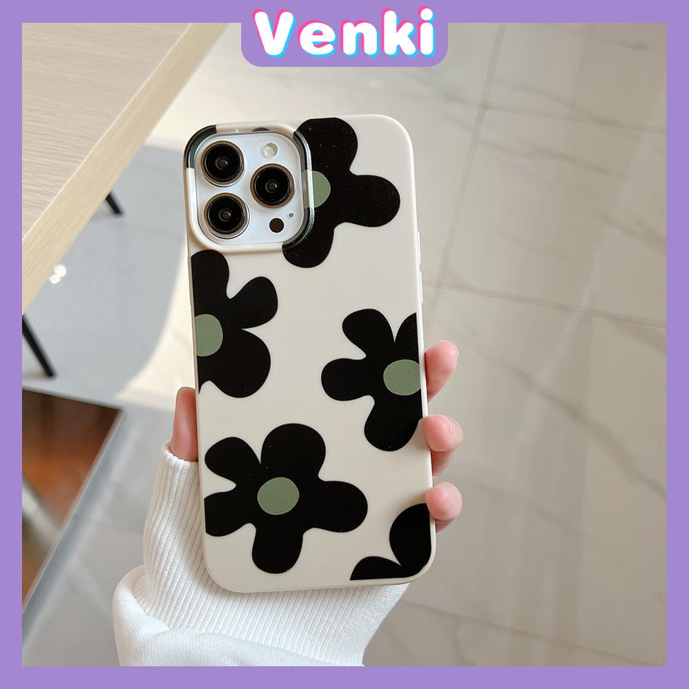 VENKI - Untuk iPhone 11 iPhone Case Off White Glossy TPU Soft Case Shockproof Protection Camera Pump Cute Flower Kompatibel dengan iPhone 14 13 Pro max 12 Pro Max xr xs max 7Plus 8Plus