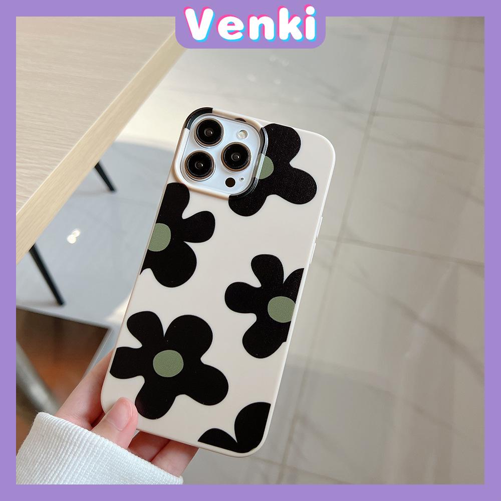 VENKI - Untuk iPhone 11 iPhone Case Off White Glossy TPU Soft Case Shockproof Protection Camera Pump Cute Flower Kompatibel dengan iPhone 14 13 Pro max 12 Pro Max xr xs max 7Plus 8Plus