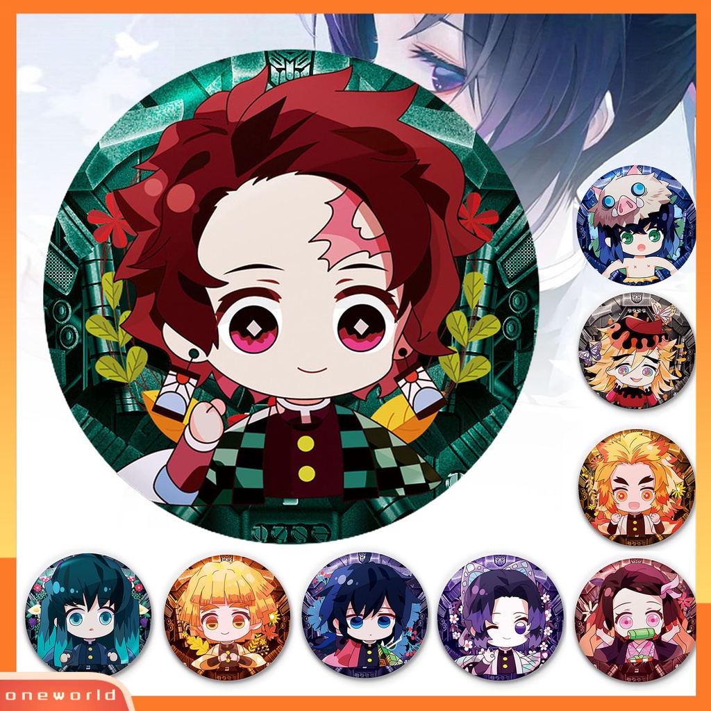 [ONE] Bulat Demon Slayer Tanjiro Figure Desain Kain Lencana Bros Pin Perhiasan Decor