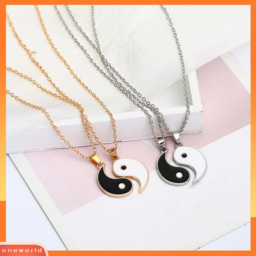 [ONE] 2pcs/set Kalung Rantai Tai Chi Liontin Pasangan Memorial Stainless Untuk Hadiah