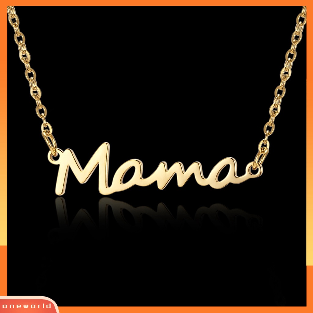 [ONE] Adjustable Elegan Link Rantai Wanita Kalung Mama Huruf Liontin Kalung Untuk Hari Ibu