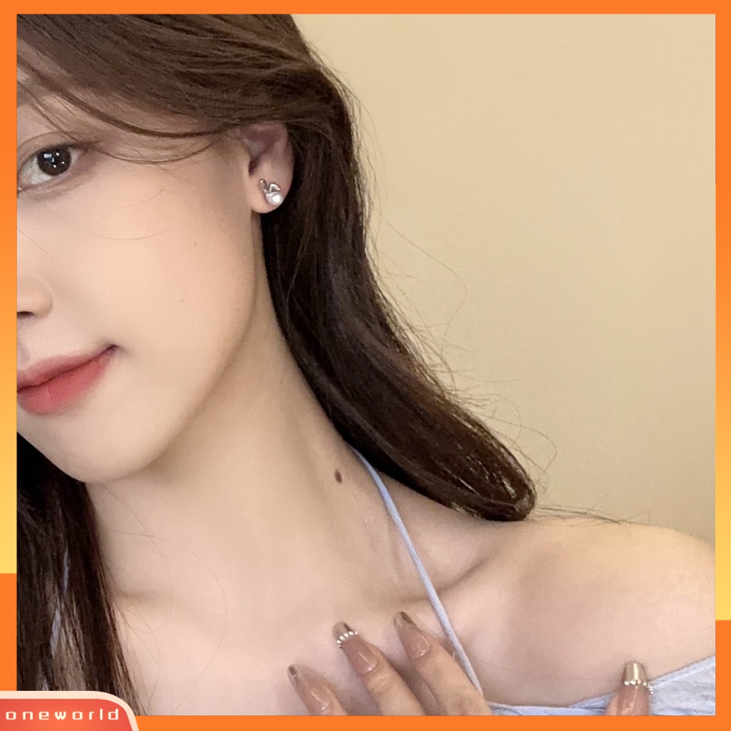 [ONE] 1pasang Cute Rabbit Ear Studs Shiny Faux Pearl Kecil Alloy Wanita Remaja Perempuan Stud Earrings Fashion Perhiasan Hadiah
