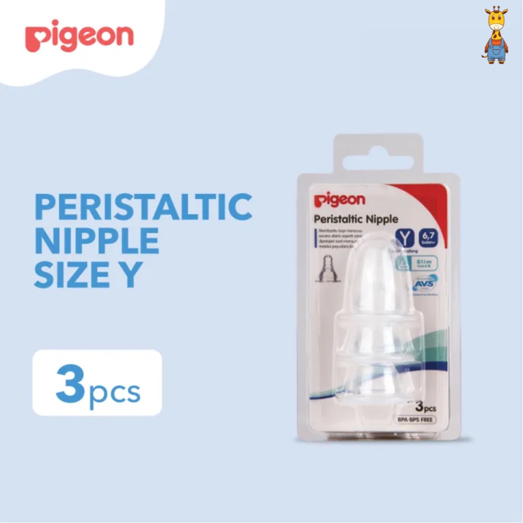 Pigeon Peristaltic Slim Neck Nipple Blister 3pcs
