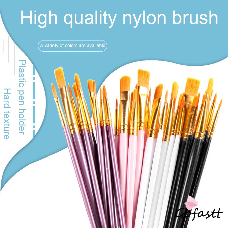 

Satu Set Kuas Cat Minyak Plastik Cat Air Lukis Kuas Seni Yang Dilukis Dengan Tangan-G