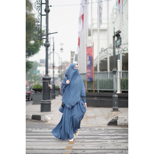 yasmin set crinkle Gamis Syar'i Wanita Khimar Cadar Busui Friendly Wudhu Friendly