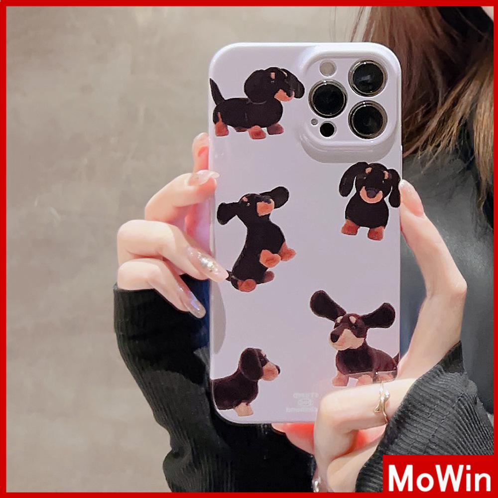 Case iPhone 14 Pro Max iPhone Case Cream Glossy Soft Case TPU Tahan Guncangan Kamera Case Pelindung Anjing Hitam Lucu Kompatibel dengan iPhone 13 Pro Max 12 Pro Max 11 Xr X Max 7Plus 8Plus