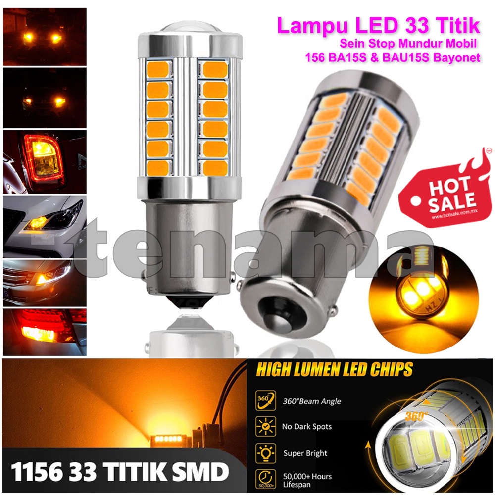 Lampu LED 33 Titik Sein Stop Mundur Mobil 1156 BA15S dan BAU15S Bayonet