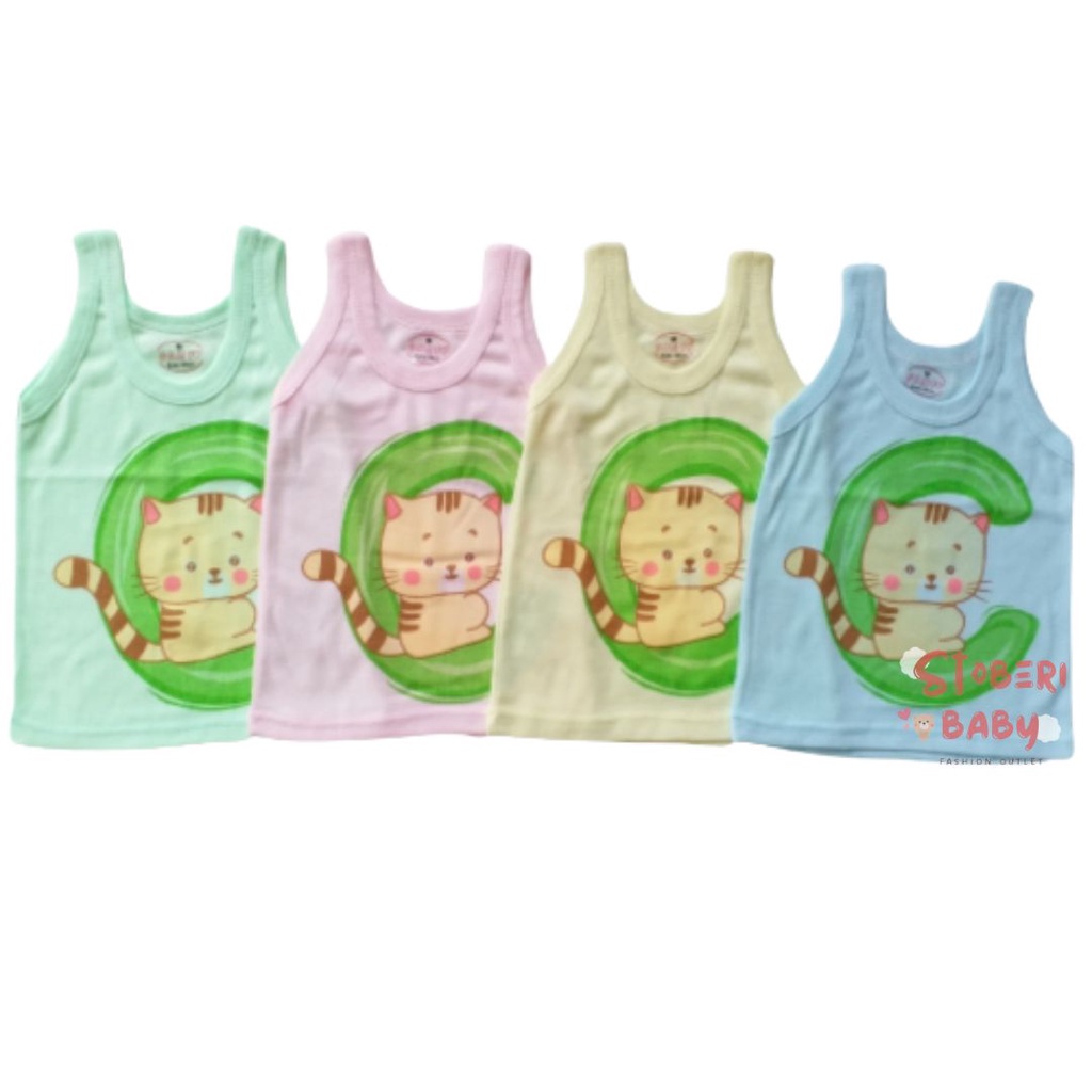 stoberi baby - KAOS SINGLET MOTIF WARNA ANAK kaos dalam oblong anak laki2 dan perempuan newborn-3thn