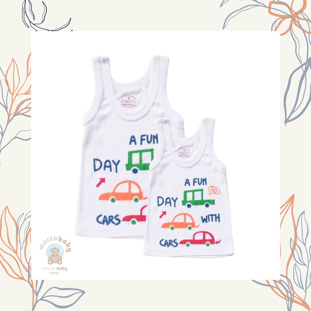 MBSS - SINGLET Harian Karakter Anak Kids SIZE 0-3 Tahun / Kaos Dalam Motif Kartun Unisex SS3