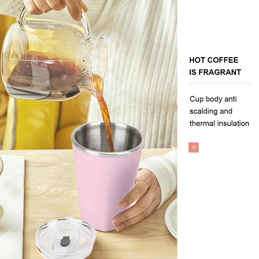 Cangkir Pendingin Warna Solid Pengganti Gaya Sederhana 330ml Musim Panas Disegel Anti Bocor Mulut Lebar Reusable Home Office Mug