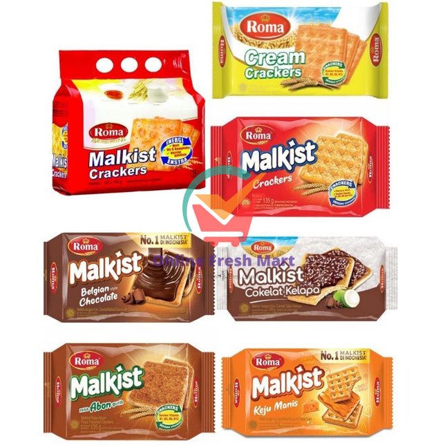 

Roma Aneka Malkist Crackers keju manis cokelat kelapa cream abon original - Online Fresh Mart Denpasar