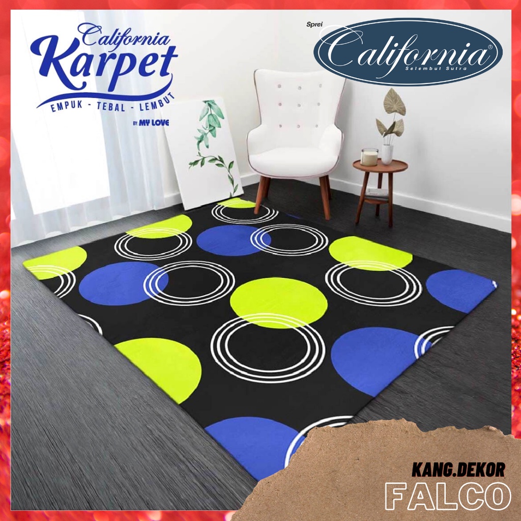 Karpet Selimut California Motif Falco 150x190 Murah Premium Busa Besar Lembut Empuk anti Licin Polyester Tikar Malaysia Perlengkapan Rumah Minimalis