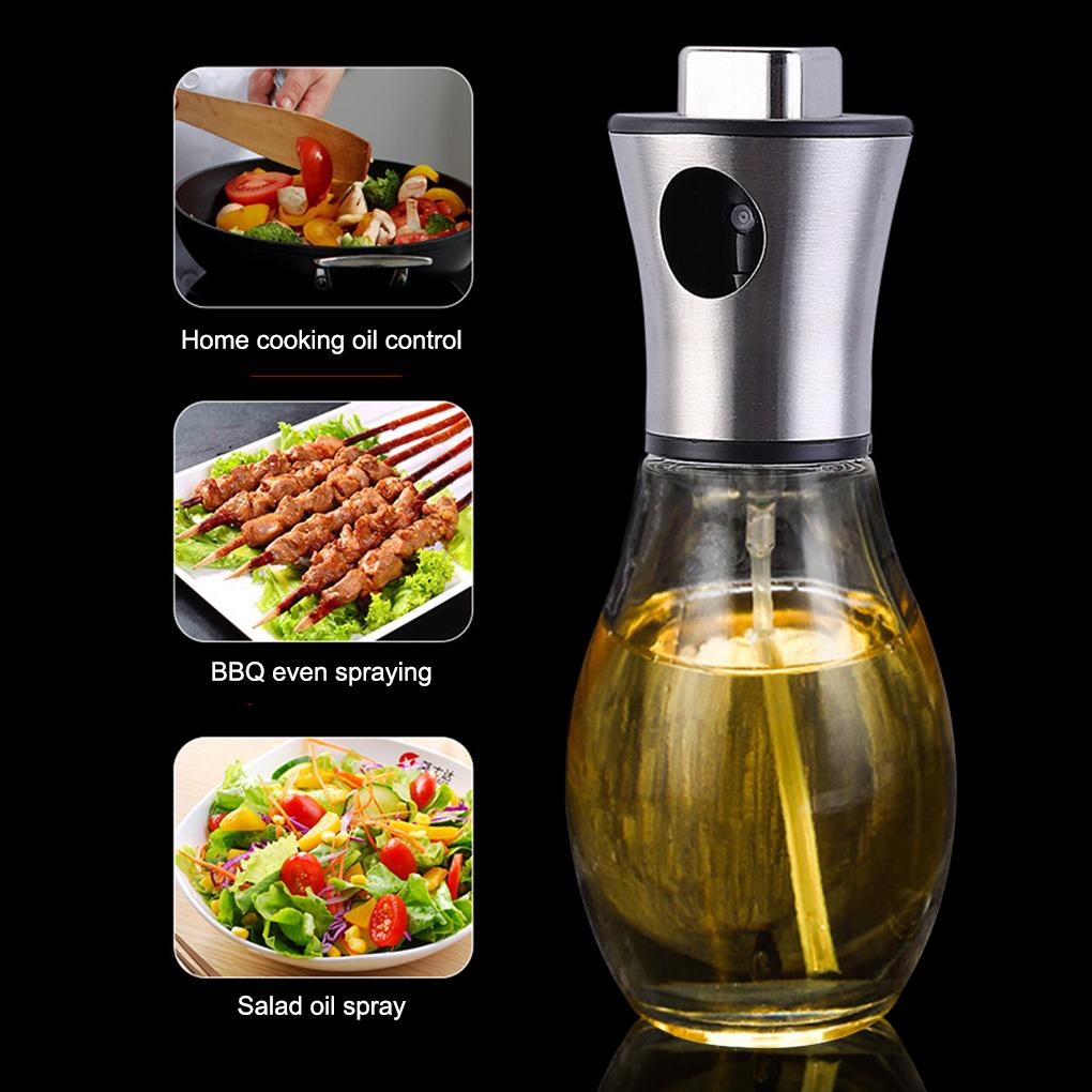 Botol Sprayer Minyak Dispenser Cuka Isi Ulang Kaca Transparan Portable Rumah Tangga Goreng Peralatan Masak Dapur Aksesoris Masak