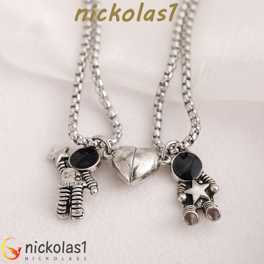 Nickolas1 Astronot Pasangan Kalung Punk Sederhana Teman Hadiah Paduan Hip Hop Hati Liontin Gaya Korea Necklace