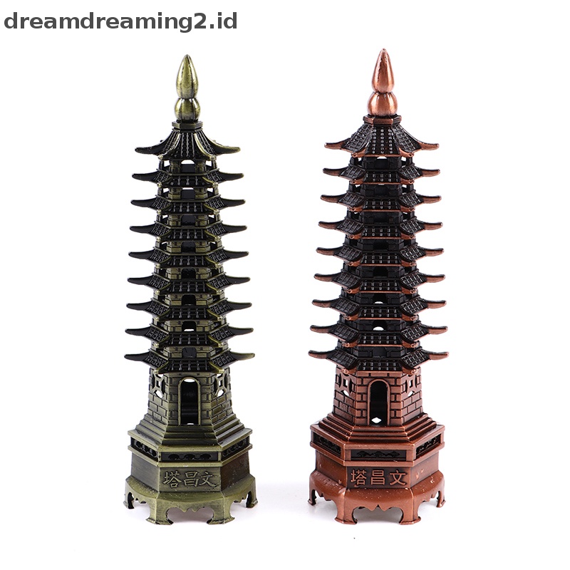 (drea) Menara Pendidikan Feng Shui Sembilan Tingkat Ornamen Desktop Pagoda Wen Chang //