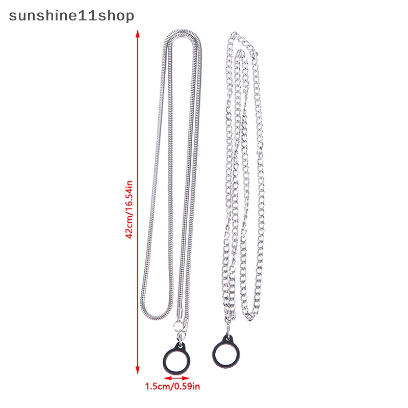 Sho Tali Leher Rantai Gantung Logam Portabel Anti Hilang Lingkaran Cincin Silikon Lanyard N