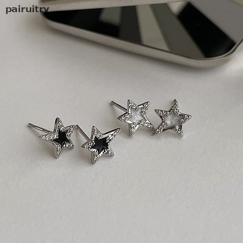 Prt Mode Baru Zirkon Bintang Stud Anting-Anting Untuk Wanita Gadis Punk Gothic Pentagram Telinga Tulang Anting-Anting Aestheitc Y2K Perhiasan PRT