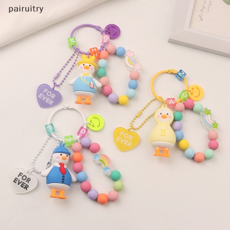 Prt Lucu Bebek Permen Warna Gantungan Kunci Smile Beads Key Chain Wanita Dompet Ransel Huruf Shell Liontin Untuk Airpods Pro PRT