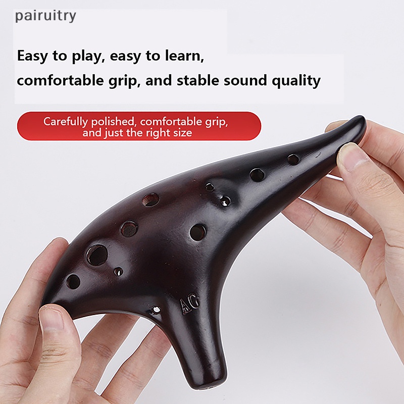 Prt 1Pc Ocarina 12lubang Keramik Alto C Tone Suling Klasik Alat Musik PRT