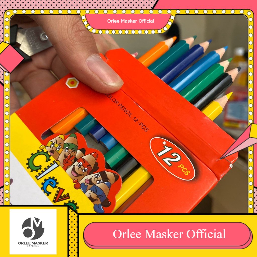 pensil warna clever ukuran kecil original (12 pcs)