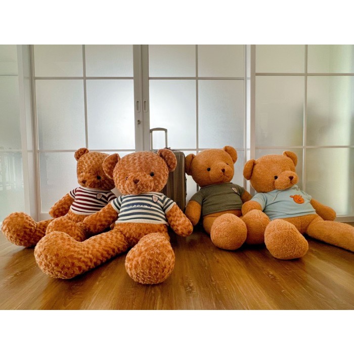 Boneka Teddy bear Jumbo ukuran +- 125 cm FREE CUSTOM NAMA - stripes biru
