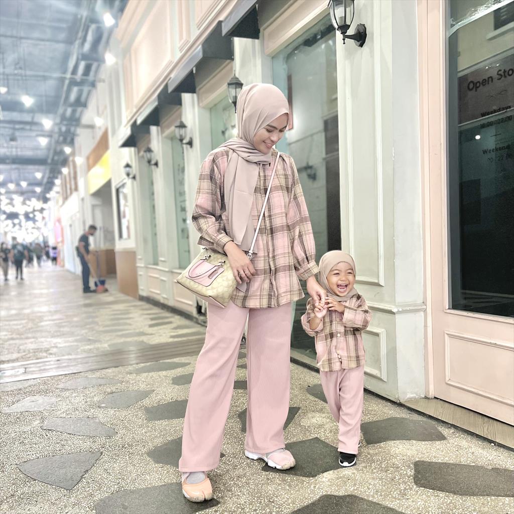 Kemeja Flanel Wanita Couple Kemeja Flanel Anak Baju Kembaran Ibu Anak