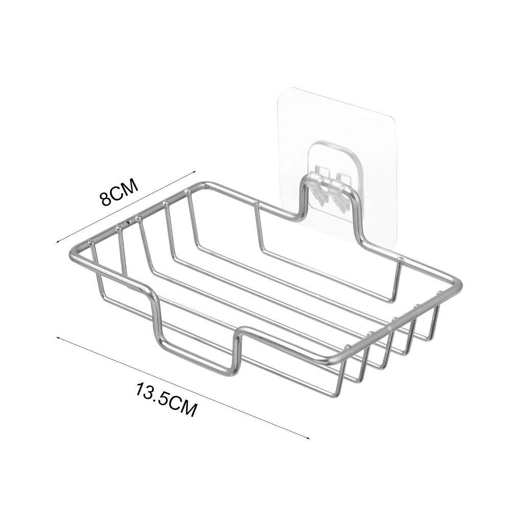 Populer Tempat Sabun Cuci Piring Aksesoris Kamar Mandi Dapat Ditempel304Karat Stainless Steel Rak Piring Sabun Tempel Dinding Kotak Drain Stainless Steel Soap Tray