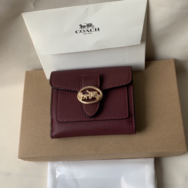 Coach Georgie Small Wallet In Colorblock Signature - Maroon (C7250)