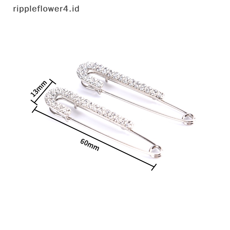 {rippleflower4.id} 2pcs Tergabung Menawan Halus Kristal Berlian Imitasi Cabang Bros Jilbab Syal Pin~