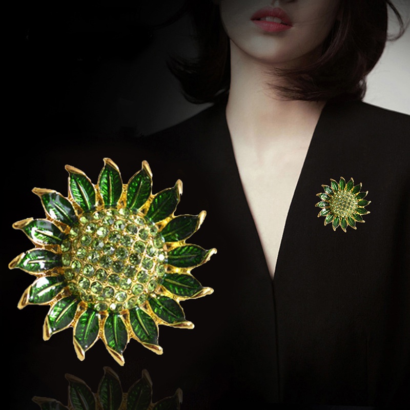 {rippleflower4.id} Bros Bunga Matahari Fashion Untuk Wanita Syal Pakaian Mantel Aksesoris Perhiasan Pesta~