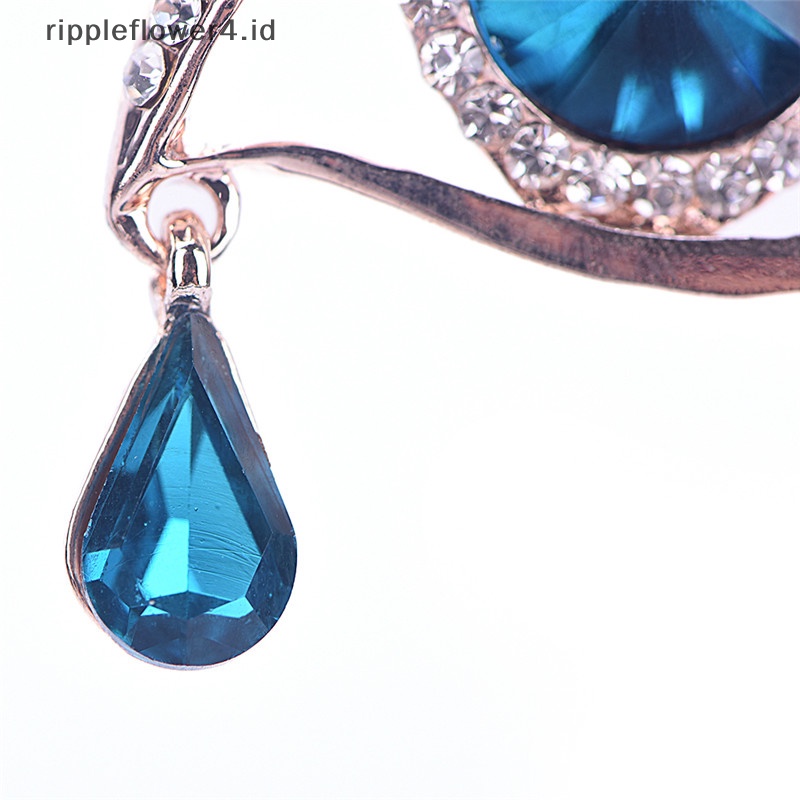 {rippleflower4.id} Bros Mata Besar Kristal Berlian Imitasi Wanita Elegan Tetesan Air Mata Malaikat Bros Pin~