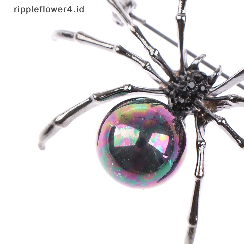 {rippleflower4.id} Fashion Wanita Berlian Imitasi Mutiara Imitasi Spider Bros Pin Korsase Lapel Perhiasan Hadiah~