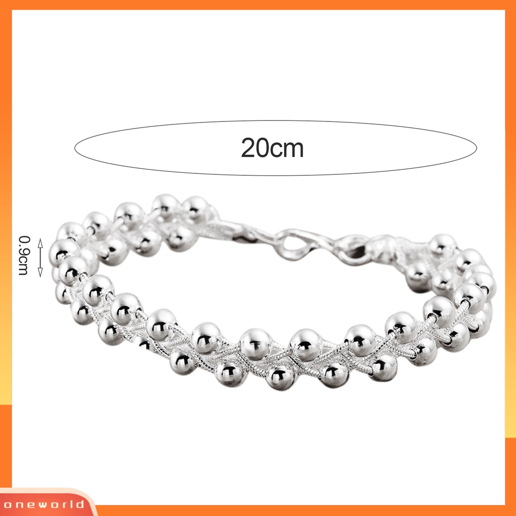 [WOD] Gelang Perak Lapis Fashion Aksesoris Wanita Anyaman Manik-Manik Rantai Bracelet Untuk Pacaran