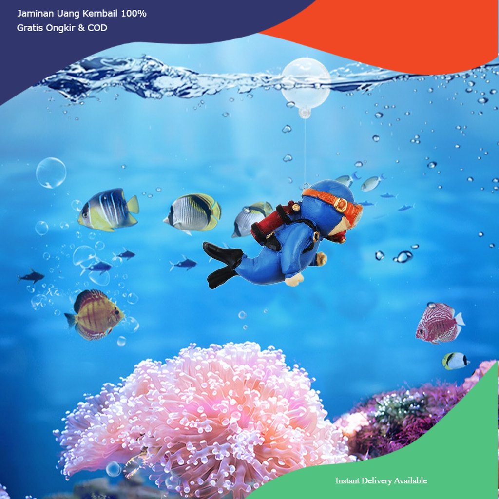 Hiasan aquarium penyelam gendut, dekorasi aquarium penyelam, ornamen aquarium penyelam, hiasan aquar