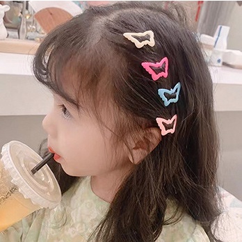 [Unggulan] 1/6pcs Klip Poni Samping Perempuan Gaya Korea Y2K Kupu-Kupu Klip BB Lucu Klip Tanpa Jejak Musim Panas Gadis Jepit Rambut Warna-Warni Jepit Aksesoris Rambut Alat Styling Rambut