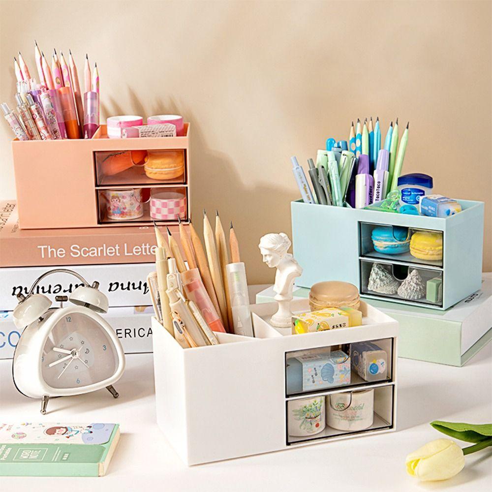 Lanfy Tempat Pulpen Kotak Penyimpanan Fashion Serba Serbi Makeup Wadah Penyimpanan Kabinet Kosmetik Kapasitas Besar Organizer Alat Tulis