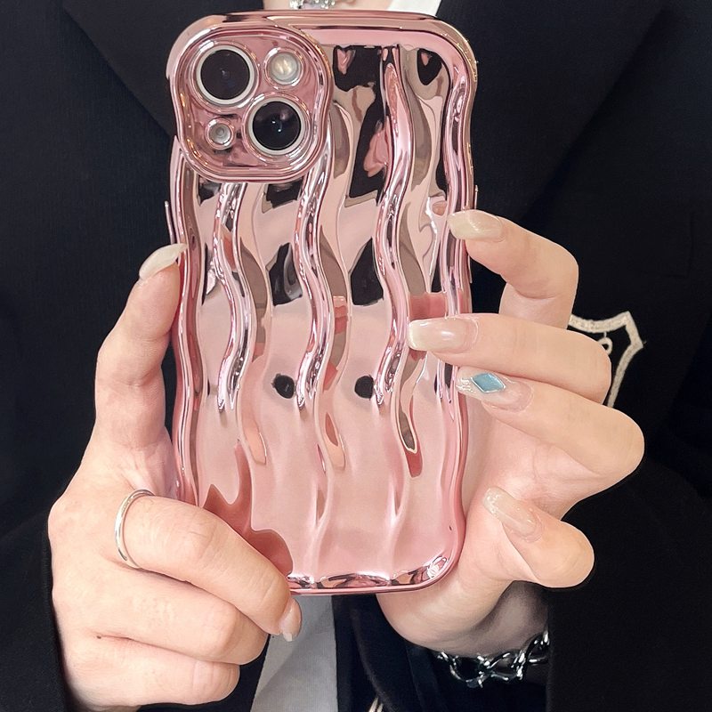 Shine Pink Water Wave Soft TPU Case iP iPhone 12 13 14 Pro Max 11 Girl Woman New FTD Casing Apple