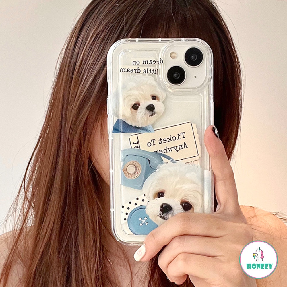 Furry Puppy Case Lucu Untuk Iphone14 13 12 Pro Max Casing iPhone 11 Pro Max XR XS 7 8plus Airbag Shockproof Soft Back Cover